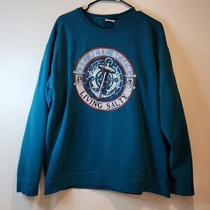 Comfort Colors Anchor Graphic Living Salty Sweatshirt St. Pete Beach Men's Sz XL